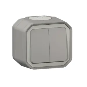 Comando duplo Legrand Plexo 069715L – estanque, botão ou comutador duplo, 10 AX, IP55, cinzento