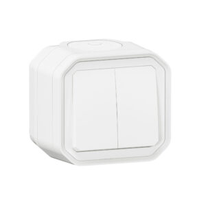 Comando duplo Legrand Plexo 069755L – estanque, botão ou comutador duplo, 10 AX, IP55, branco