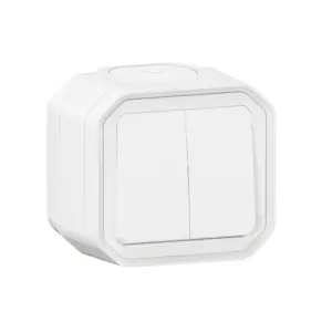 Comando duplo Legrand Plexo 069755L – estanque, botão ou comutador duplo, 10 AX, IP55, branco