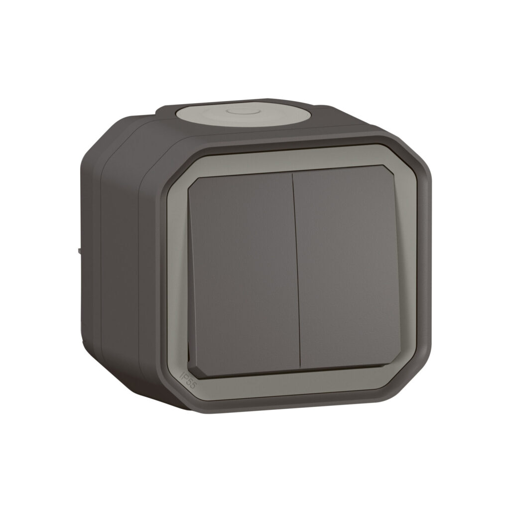 Comando duplo Legrand Plexo 069775L – estanque, botão ou comutador duplo, 10 AX, IP55, antracite