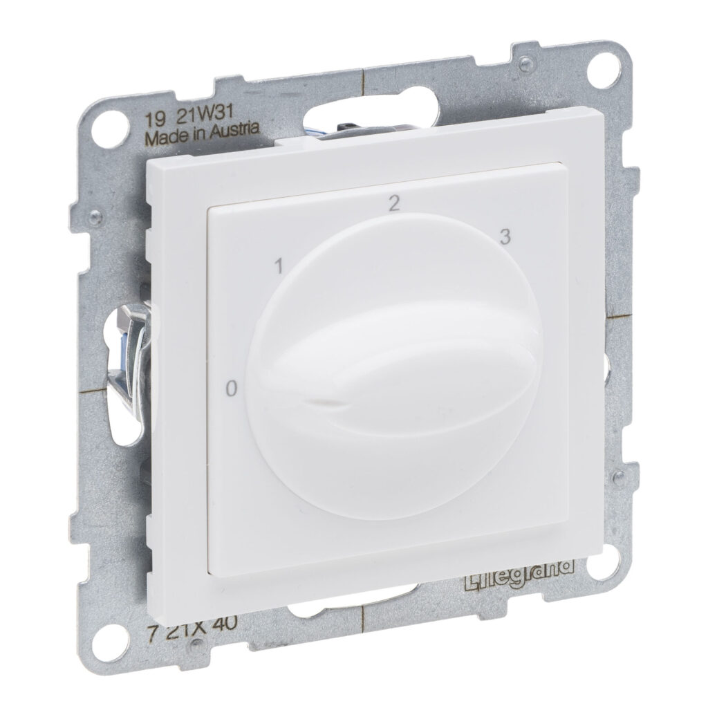 Comando de ventilação Legrand New Suno – rotativo, 0-1-2-3, branco, alumínio ou preto