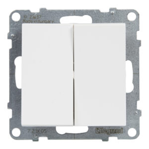Comutador de escada Legrand New Suno – duplo, 10 AX, branco, alumínio ou preto