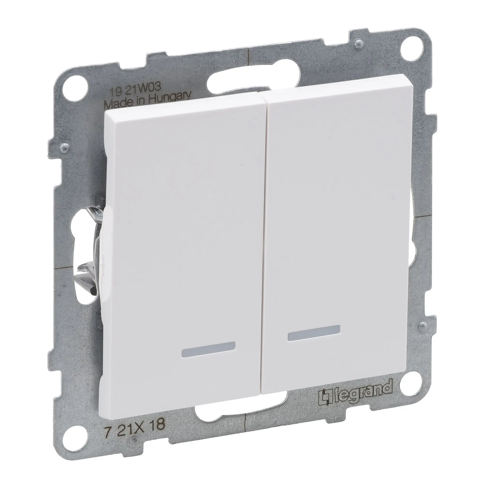 Comutador de escada Legrand New Suno – duplo, luminoso nos 2 circuitos, branco, alumínio ou preto