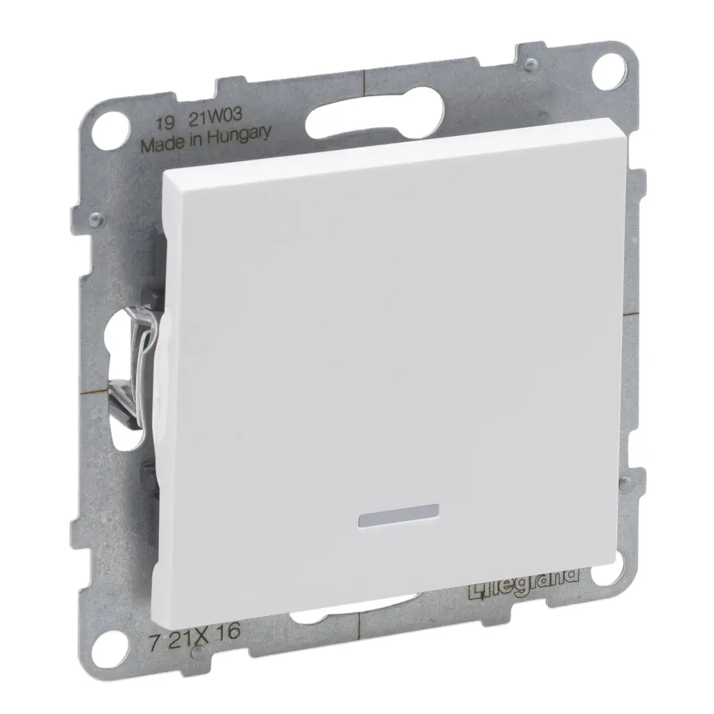 Comutador de escada Legrand New Suno – luminoso, 10 AX, branco, alumínio ou preto