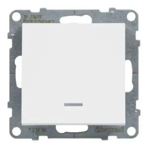 Comutador de escada Legrand New Suno – luminoso, 10 AX, branco, alumínio ou preto
