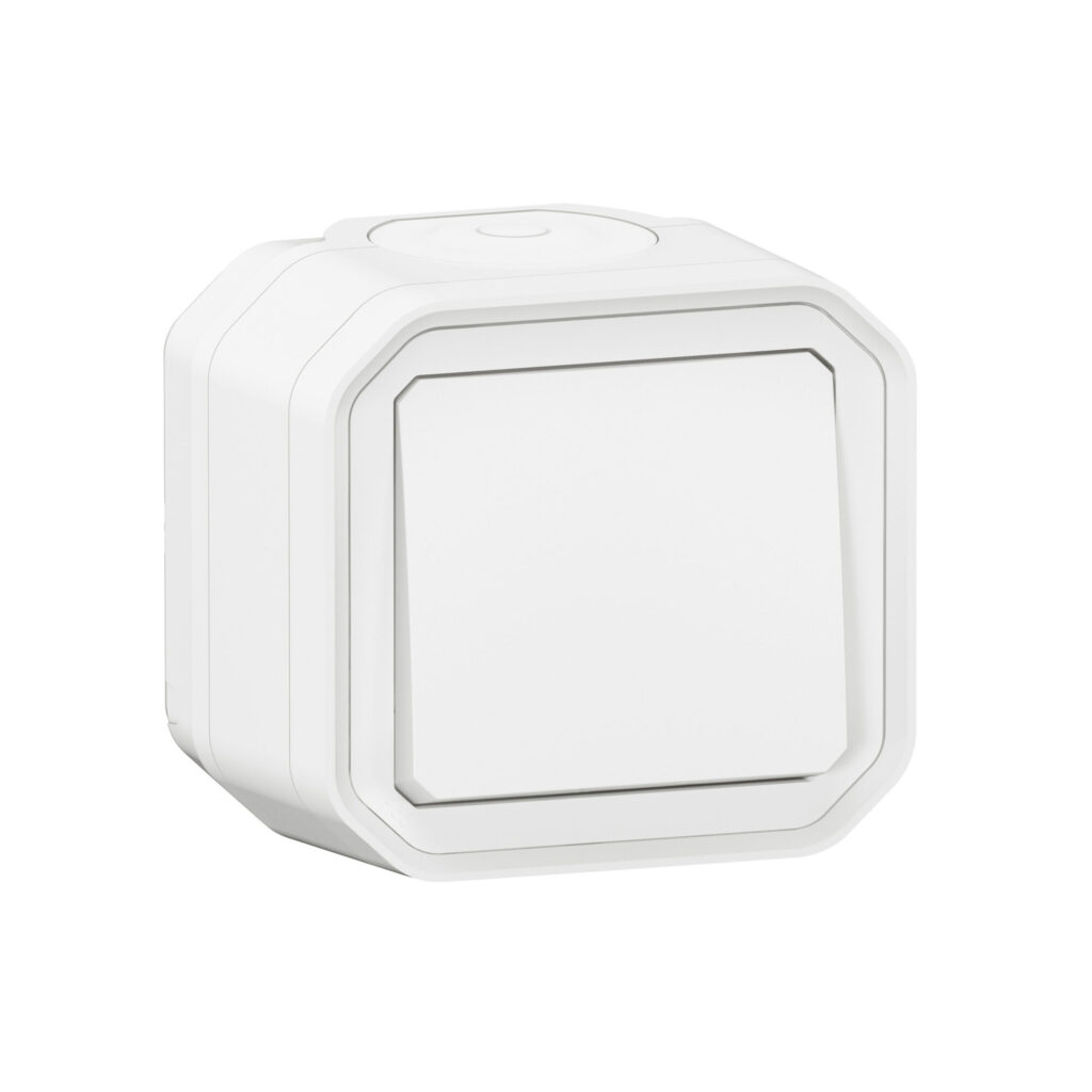 Comutador de escada Legrand Plexo 069751L – estanque, 10 AX, IP55, saliente, branco