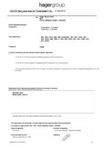 Declaração UE de conformidade – Hager ERC125S