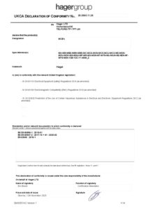 Declaração UE de conformidade – Hager disjuntores
