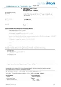 Declaração UE de conformidade – Hager Vector VE106F