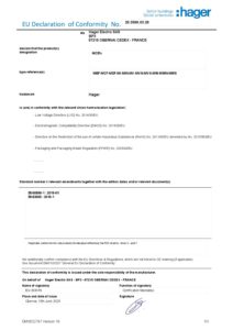 Declaração UE de conformidade – Hager disjuntores