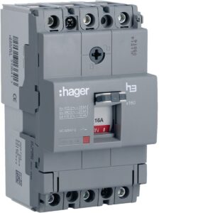 Disjuntor de caixa moldada Hager HDA016L – x160, 3P, 16 A, 18 kA