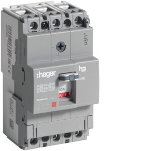 Disjuntor de caixa moldada Hager HDA040L – x160, 3P, 40 A, 18 kA