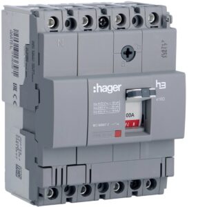 Disjuntor de caixa moldada Hager HDA101L – x160, 4P, 100 A, 18 kA