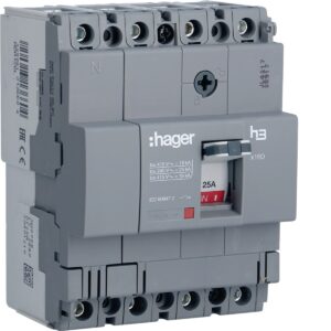 Disjuntor de caixa moldada Hager HDA126L – x160, 4P, 125 A, 18 kA
