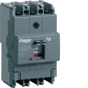 Disjuntor de caixa moldada Hager HDA160L – x160, 3P, 160 A, 18 kA