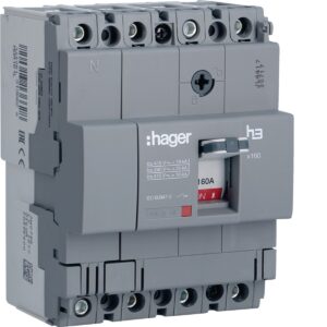 Disjuntor de caixa moldada Hager HDA161L – x160, 4P, 160 A, 18 kA