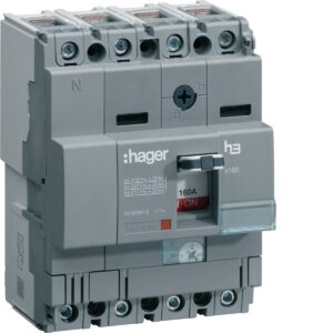 Disjuntor de caixa moldada Hager HHA126H – x160, 4P, 125 A, 25 kA