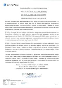 Efapel tomadas ve declaracao ue