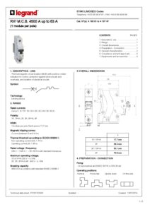 Ficha técnica – Legrand disjuntores