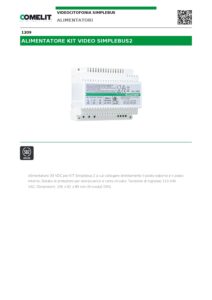 Ficha técnica – Alimentador Comelit 1209 – para kits de vídeo Simplebus2, 110-240 V AC, 33 V DC, 6 módulos DIN
