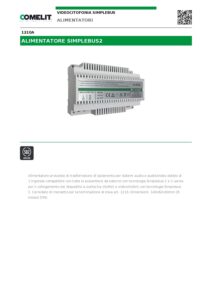 Ficha técnica – Alimentador Comelit 1210A – Simplebus2, 230 V AC, saída 34 V DC, 8 módulos DIN