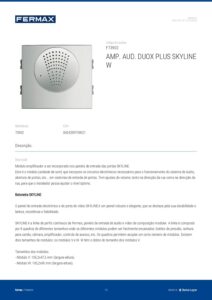 Ficha técnica – Amplificador Skyline Fermax 73902 – áudio, tamanho W, Duox Plus