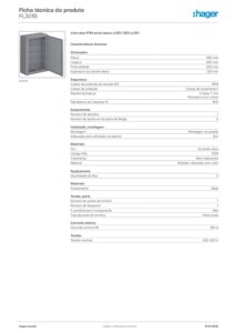 Ficha técnica – Armário de exterior Hager orion plus FL301B – poliéster, mural, 850 x 600 x 300 mm, IP65
