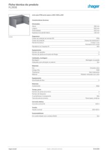 Ficha técnica – Armário de exterior Hager orion plus FL310B – poliéster, mural, 550 x 1100 x 300 mm, IP65