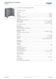 Ficha técnica – Armário de exterior Hager orion plus FL312B – poliéster, mural, 1150 x 1100 x 300 mm, IP65