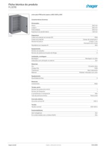 Ficha técnica – Armário de exterior Hager orion plus FL321B – poliéster, de chão, 900 x 600 x 300 mm, IP65
