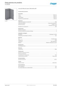 Ficha técnica – Armário de exterior Hager orion plus FL322B – poliéster, de chão, 1200 x 600 x 300 mm, IP65