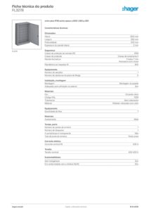 Ficha técnica – Armário de exterior Hager orion plus FL327B – poliéster, de chão, 1200 x 850 x 300 mm, IP65