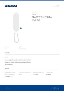 Ficha técnica – Auscultador Fermax VEO 3443 – com laço indutivo