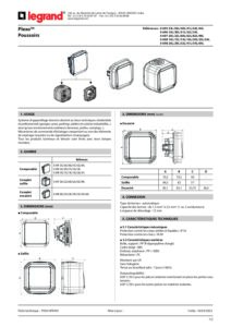 Ficha técnica – Botão luminoso Legrand Plexo 069722L – estanque, NA, 10 A, IP55, saliente, cinzento