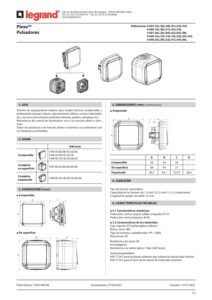 Ficha técnica – Botão luminoso Legrand Plexo 069722L – estanque, NA, 10 A, IP55, saliente, cinzento