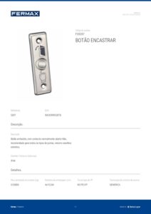 Ficha técnica – Botão de saída Fermax 5287 – de encastrar, contacto NA, IP44