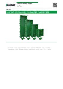 Ficha técnica – Caixa de embutir Comelit 3110/2A – 2 módulos, para unidade exterior Ultra, 123,5 x 212,5 x 50 mm