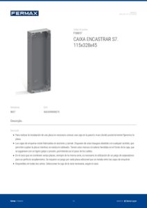Ficha técnica – Caixa de encastrar Fermax 8857 – S7, 115 x 328 x 45 mm, para unidade exterior City e Skyline