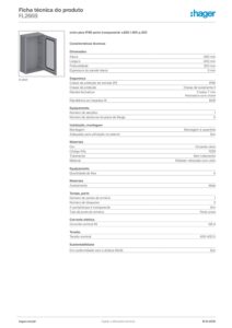 Ficha técnica – Caixa de exterior Hager orion plus FL266B – poliéster, 650 x 400 x 200 mm, IP66, porta transparente