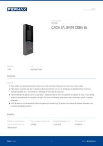 Ficha técnica – Caixa saliente Fermax Cora 7709 – S6, 130 x 295,5 x 20 mm