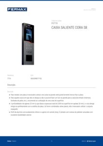 Ficha técnica – Caixa saliente Fermax Cora 7719 – S8, 130 x 390,5 x 20 mm