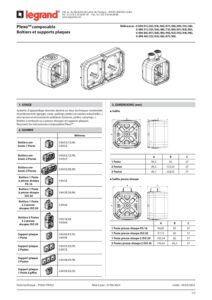 Ficha técnica – Caixa saliente Legrand Plexo 069651L – simples, bucins planos, IP55, cinzenta