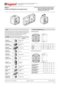 Ficha técnica – Caixa saliente Legrand Plexo 069651L – simples, bucins planos, IP55, cinzenta
