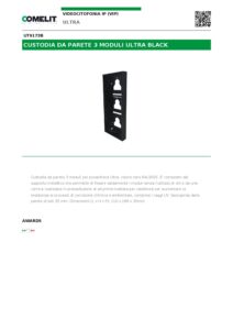 Ficha técnica – Cobertura de superfície Comelit UT9173B – 3 módulos Ultra Black, 110 x 289 x 35 mm, preta