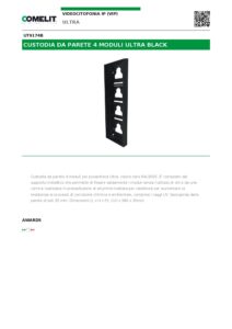 Ficha técnica – Cobertura de superfície Comelit UT9174B – 4 módulos Ultra Black, 110 x 380 x 35 mm, preta