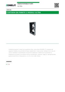 Ficha técnica – Cobertura de superfície Comelit UT9172 – 2 módulos Ultra, 110 x 198 x 35 mm, cinzenta