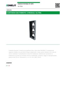 Ficha técnica – Cobertura de superfície Comelit UT9173 – 3 módulos Ultra, 110 x 289 x 35 mm, cinzenta