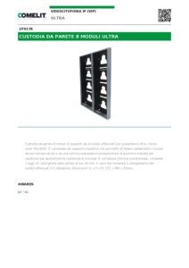 Ficha técnica – Cobertura de superfície Comelit UT9178 – 8 módulos Ultra (2 x 4), 221 x 380 x 35 mm, cinzenta