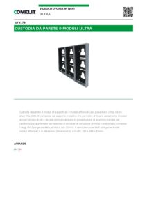 Ficha técnica – Cobertura de superfície Comelit UT9179 – 9 módulos Ultra (3 x 3), 332 x 289 x 35 mm, cinzenta