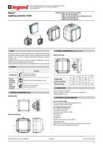 Ficha técnica – Comutador de escada Legrand Plexo 069711L – estanque, 10 AX, IP55, saliente, cinzento